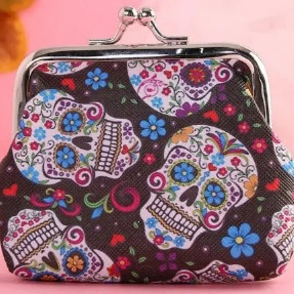 Gothic Crystal Demon Bat Alloy Pendant & PU Mexican Ethnic Purse - Picture 4 of 4